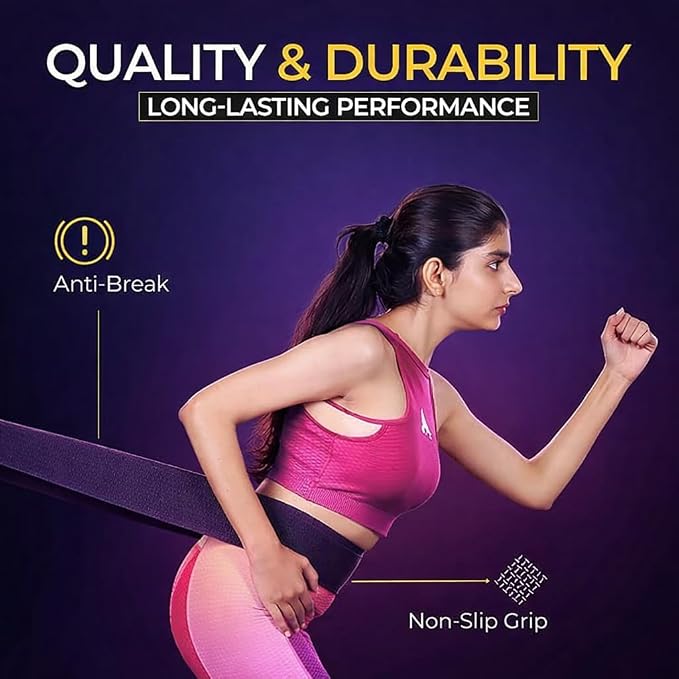 76 Inch Extended Length Resistance Bands - Heavy Duty Elastic Fabric & Natural Rubber Long Workout Loop for Pull Up Assist, Vertical Jump Training, Mobility & Full Body Fitness