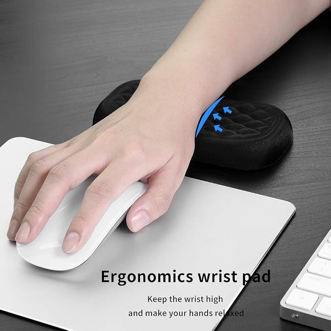Vaydeer Wrist Rest for Keyboard and Mouse, Computer Ergonomic Wrist Support Pad Set, Soft Memory Foam Arm Cushion for Desk, Palm Hand Office Gaming Laptop Typing-Medium