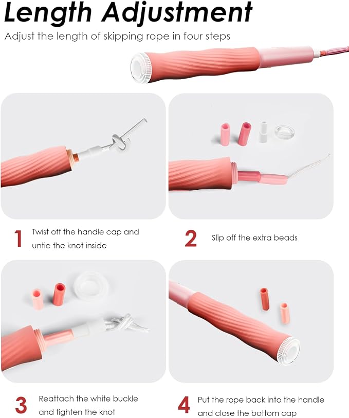 2 Pack Beaded Jump Rope for Kids, Upgraded Segmented Jumping Rope for Workout, Adjustable Skipping Rope Speed Rope for Men & Women, Tangle-Free Kids Jump Rope with Soft Non-slip Handles
