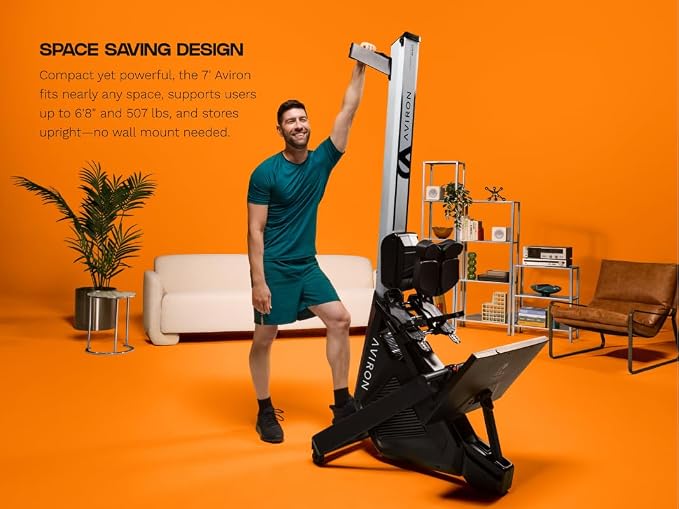 Strong Series Rower: 22" HD Touchscreen, Dual Air & Magnetic Resistance up to 100 lbs. Game-Based Workouts, Streaming, Compact Design, Black