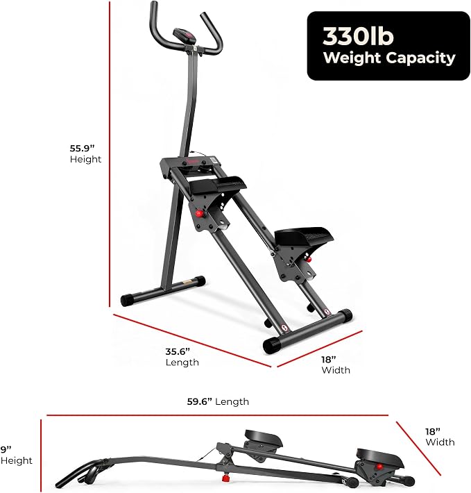 Sunny Health & Fitness Stair Stepper for Home | SunnyFit App Connection, Long Stride Length, Home Gym Exercise, Compact Foldable, Leg and Glute Training