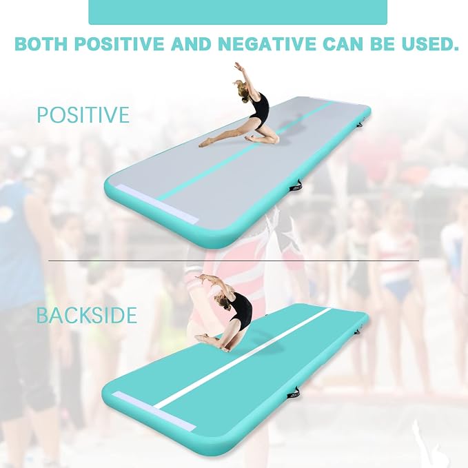 AKSPORT Gymnastics Air Mat Tumble Track Tumbling Mat Inflatable Floor Mats with Air Pump for Home Use/Tumble/Gym/Training/Cheerleading/Parkour/Beach/Park/Water