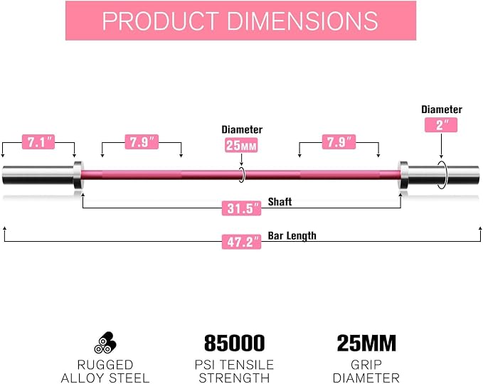 RITFIT Olympic Barbell 4ft/6ft - 2 Inch Weight Bar for Strength Training, Weightlifting, Squat, Deadlift, Bench Press, Curl, Overhead Press - 350lbs/500lbs Capacity