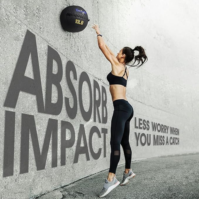 Yes4All Wall Ball, Soft Leather Weighted Iron Sand Ball for Dynamic Multifunctional Exercise, 6 LB - 30 LB