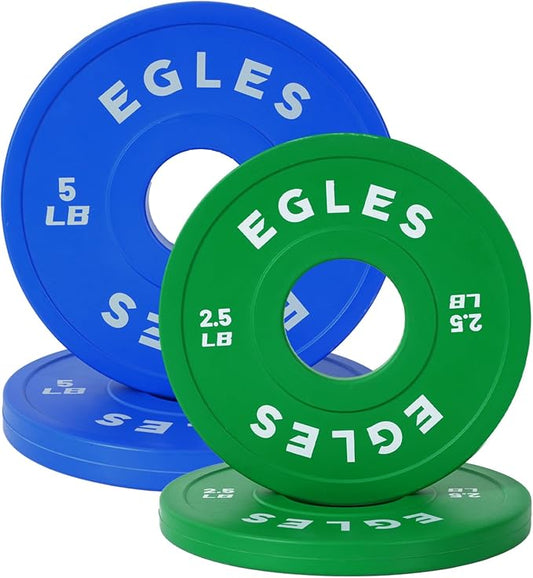 Egles Change Plates Set 1.25LB, 2.5LB, 5LB - Rubber-Coated Weight Plates in Pairs, Olympic Bumper Plates, Color-Coded, IWF Standard, Fit 2-Inch Barbells Strength Training Weight Plates Gym & Fitness