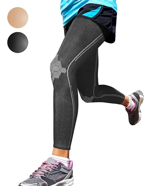Sparthos Compression Leg Sleeve Men, Full Leg Compression Sleeve, Black-XL