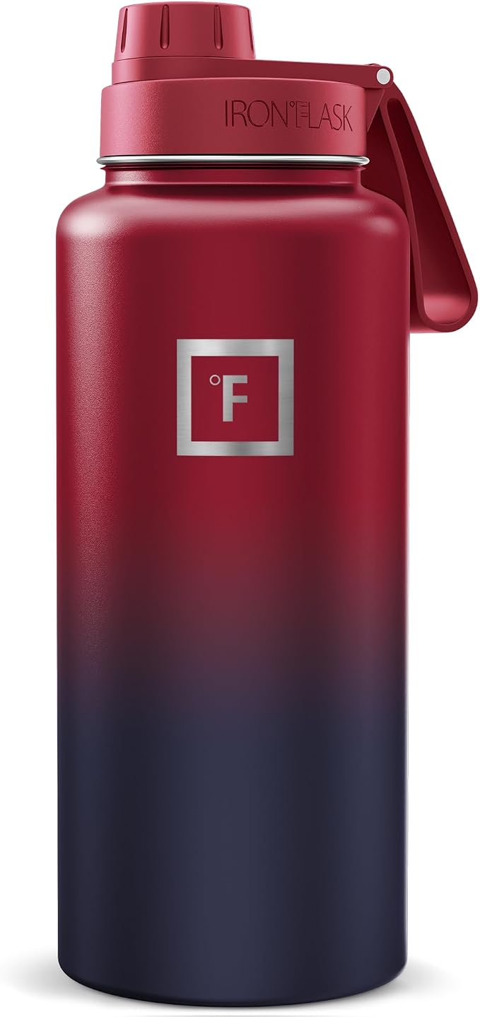 IRON °FLASK 32 oz Wide Mouth Water Bottle with Spout | Insulated Stainless Steel Sports Water Bottle with Leakproof Spout Lid - BPA Free, Cold 24 Hrs, Sweat Free (Dark Rainbow)