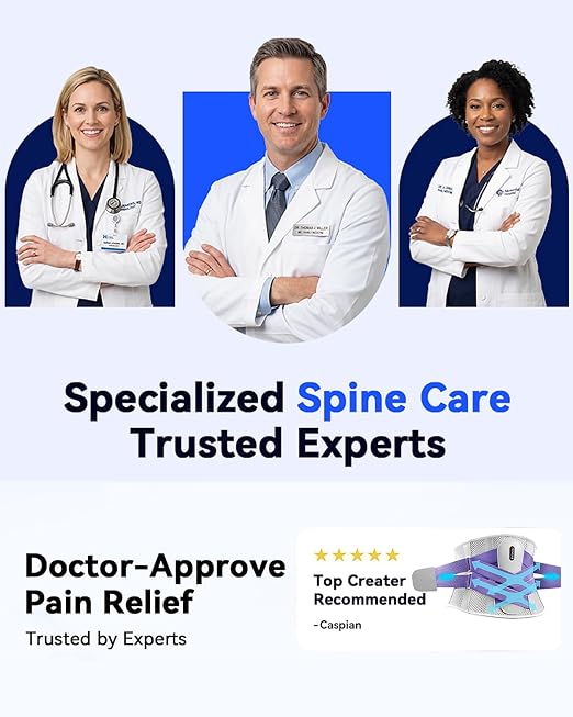 Dual X-Back Brace for Lower Back Pain Relief with Bionic Support System, 8X Powerful Lumbar Support Belt for Men Women, Back Support Belt with 3D Pad, Breathable Back Support Brace with Adjustable Strap for Sciatica,Gray Purple,Medium(Waist:32.3-36.6 I...