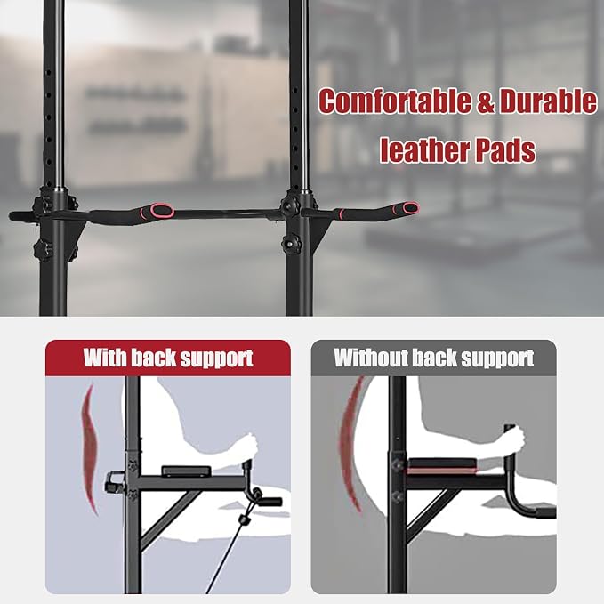 Tappio Power Tower Pull Up Bar for Home Gym, Multi Functional Pull Up Bar Stand Dip Bar Station, Adjustable Height Workout Dip Station Strength Training Fitness Equipment