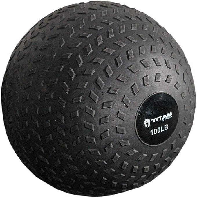 Titan Fitness Rubber Tread Slam Ball, Dead Bounce, Weight Workout - Throw, Catch, Slam, Twist