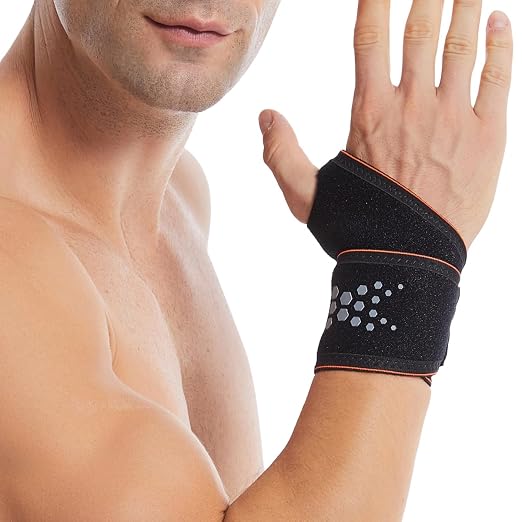 2 Pack Compression Wrist Support Brace, Gym Wrist Wraps for Fitness, Weightlifting, Wrist Straps for Tendonitis, Carpal Tunnel Arthritis, Pain Relief, Adjustable Fit Left or Right Hand