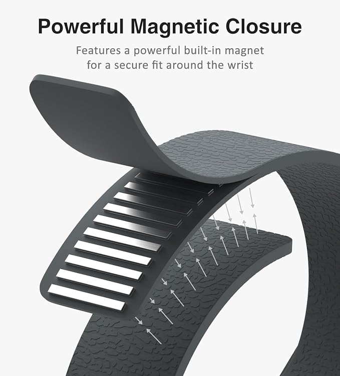 Magnetic Silicone Band Compatible with Apple Watch Band Ultra 3/2/1 & SE 3/2/1 & Series 11 10 9 8 7 6 5 4 3 49mm 46mm 45mm 44mm Strong Magnetic Clasp, Waterproof & Adjustable (Grey)