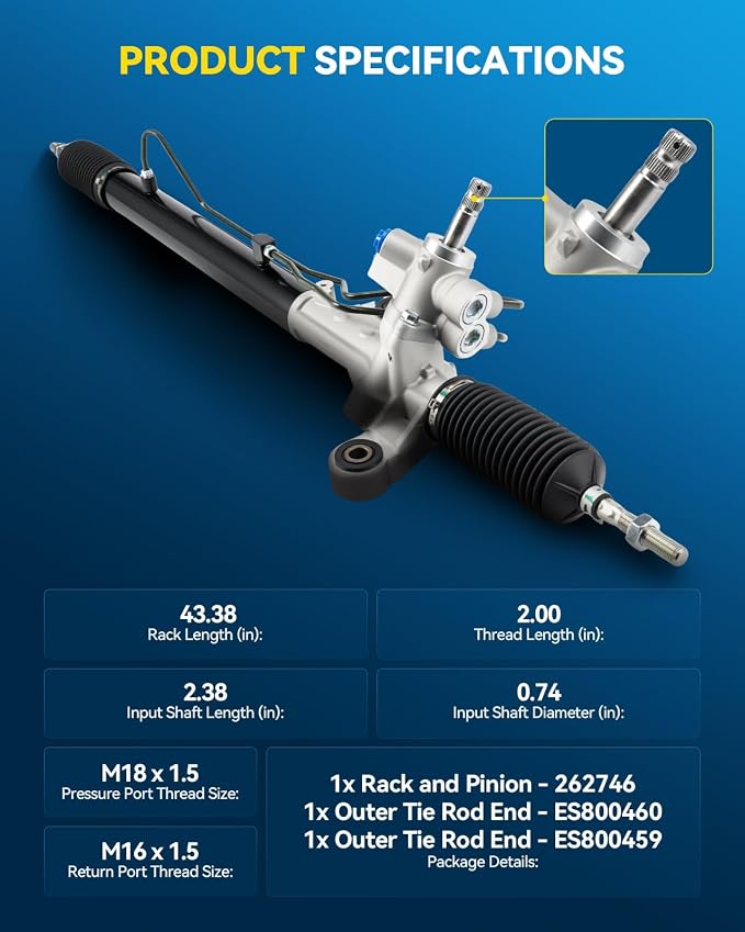 PHILTOP Hydraulic Power Steering Rack & Pinion Kit for 2008-2012 Accord, with Outer Tie Rod Ends, Replace# 26-2746