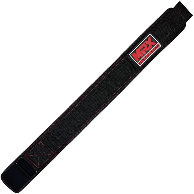 MRX Weight Lifting Belt - 4 Inches Wide 8mm Thick Padded Back Support with Flexible Ultralight Foam Powerlifting Belts Heavy Duty Deadlifts Workout Squats Exercise & Lifting Belt for Men & Women