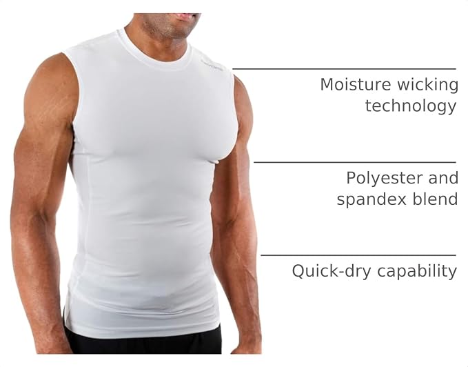 DEVOPS 3 Pack Men's Compression Shirts Sleeveless Tank Top Baselayer | Gym Training, Running, Moisture Wicking, Compression Fit, 4-Way Stretch, UPF 50+, Sleeveless