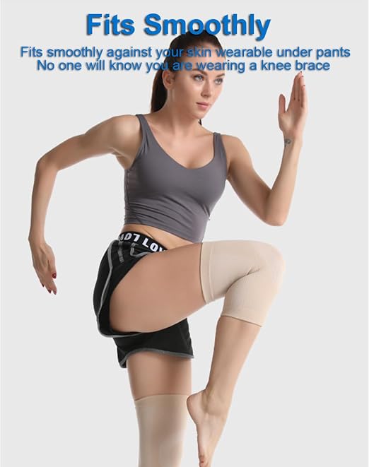 1 Pair Knee Compression Sleeves for Women & Men, Lightweight Thin Knee Sleeves for Knee Pain Relief, Knee Warmers Knee Brace Undersleeve Dancer Knee Pads, Knee Brace for Women Daily Use, Vendas Para Rodillas (Black, Large)