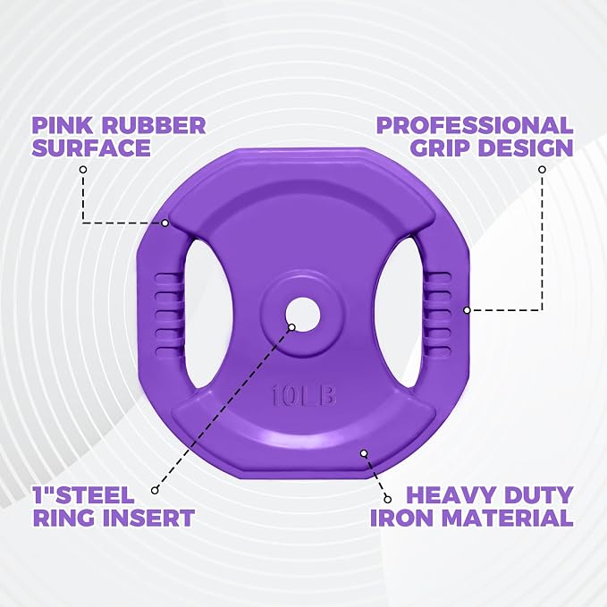 RitFit Adjustable Barbell Weight Set with Padded Bar for Home Gym | Rubber Plates with Easy-Grip Design, Cushioned Bar with Clamp Collars, Adjustable Weight for Strength Training