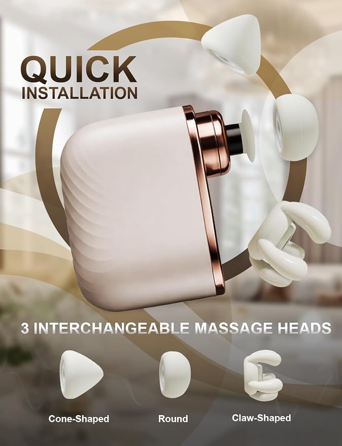 Mini Massage Gun - Small Handheld Muscle Massager with Percussion Deep Tissue, 5 Adjustable Vibration Frequency & 3 Interchangeable Heads - Portable Pocket Massage Gun for Gym, Travel, Office
