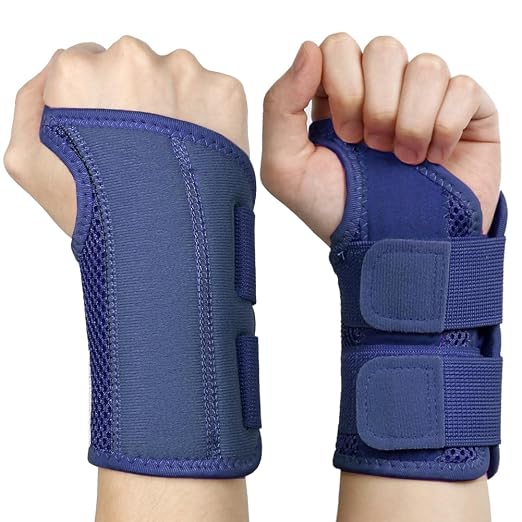 NuCamper Wrist Brace for Carpal Tunnel Night Wrist Support Right Hand Navy | Wrist Splint for Men Women, Tendonitis Arthritis Pain Relief,Adjustable Compression Hand Braces, Sleeping, Office Work Typing