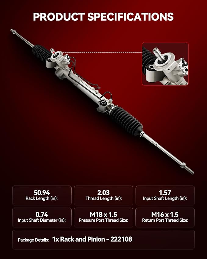 Torchbeam Power Steering Rack & Pinion Assembly Fit for 2010 2011 2012 2013 Transit Connect, Hydraulic System Steering, Replaces OEM 22-2108