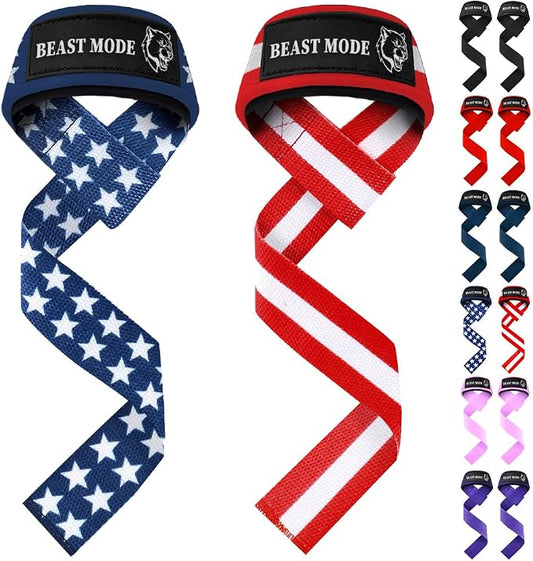 TECEUM Neoprene Padded Cotton Lifting Straps for Weightlifting, 1 Pair