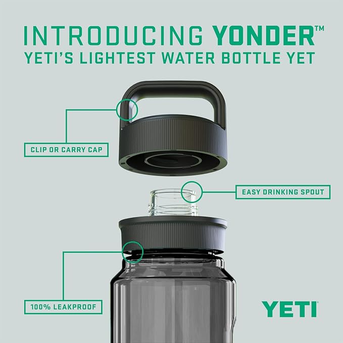 YETI Yonder Water Bottle with Yonder Chug Cap, Lightweight, Leakproof and BPA-Free