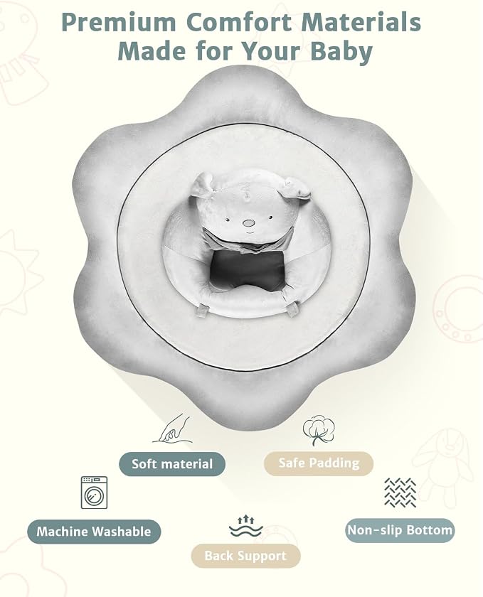 suihuooo 3-in-1 Baby Play Mat, Baby Seats for Infants for Sitting Up, Tummy Time Mat with 5 Detachable Toys, Baby Activity Gym & Playmats for Babies 0-6 6-12 Months, Newborn Shower Gifts