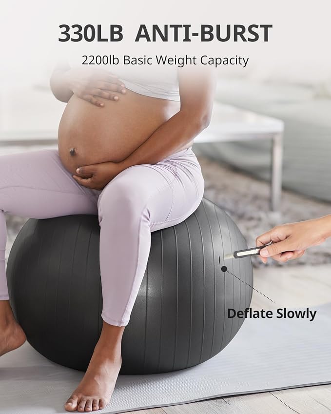 Trideer Yoga Ball for Exercise, Pilates, Core & Balance Training, Stability Ball for Pregnancy & Birthing Prep, Physical Therapy, Daily Stretching, Office Chair for Active Sitting, Quick Pump Included