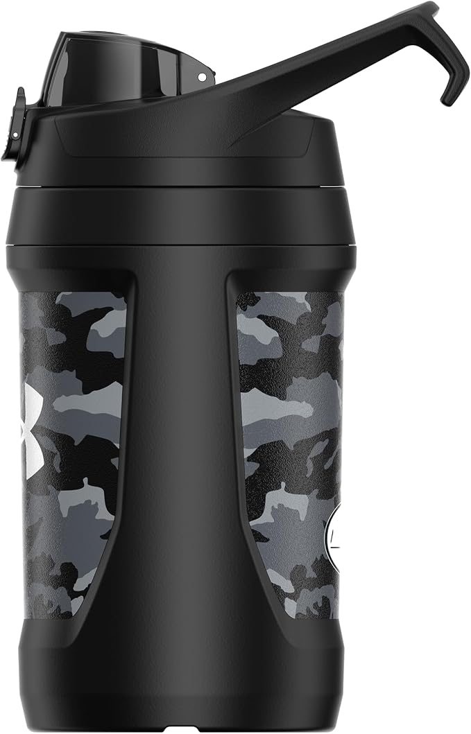 Under Armour 32 oz Insulated Water Bottles - Sports Water Jug with Fence Hook, Leak Resistant for Baseball, Football & More, 32 oz Insulated, Black Woodland