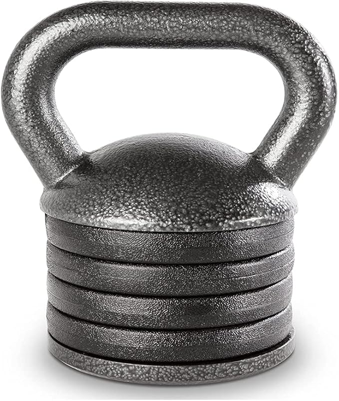 Apex 20lb Adjustable Cast Iron Kettlebell Handle, Compatible with 1” Weight Plates, Up to 50lb Load Capacity for Strength Training, Weightlifting, Home Workouts