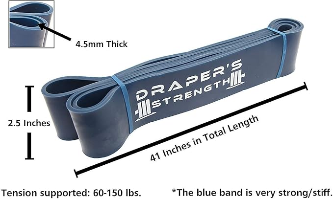 Draper's Strength Heavy Duty Resistance Stretch Loop Bands for Powerlifting Workout Exercise and Assisted Pull Ups