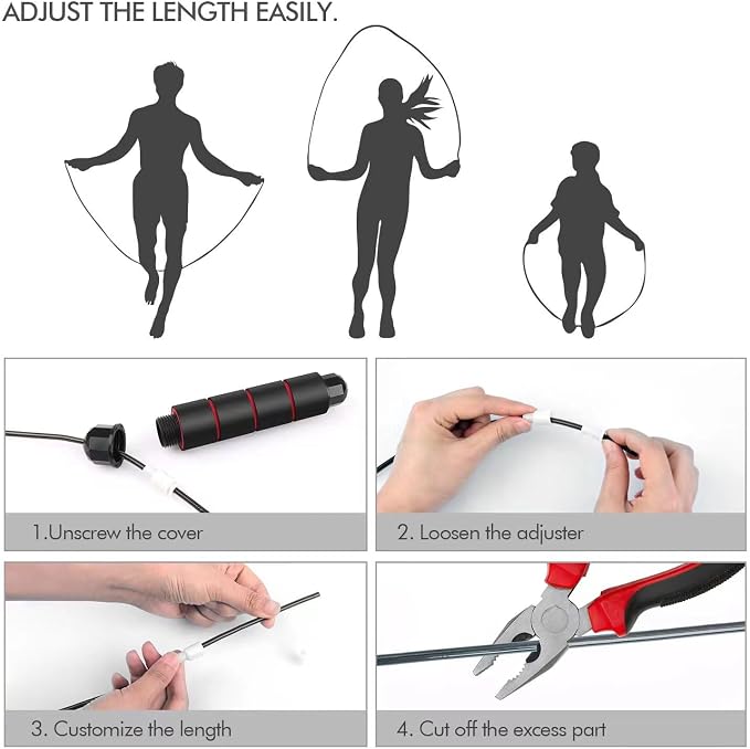 Jump Rope, Tangle-Free Rapid Speed Jumping Rope, adjustable jump rope, suitable for women, men, and children, suitable for home gyms, sports and fitness equipment, and slim figures