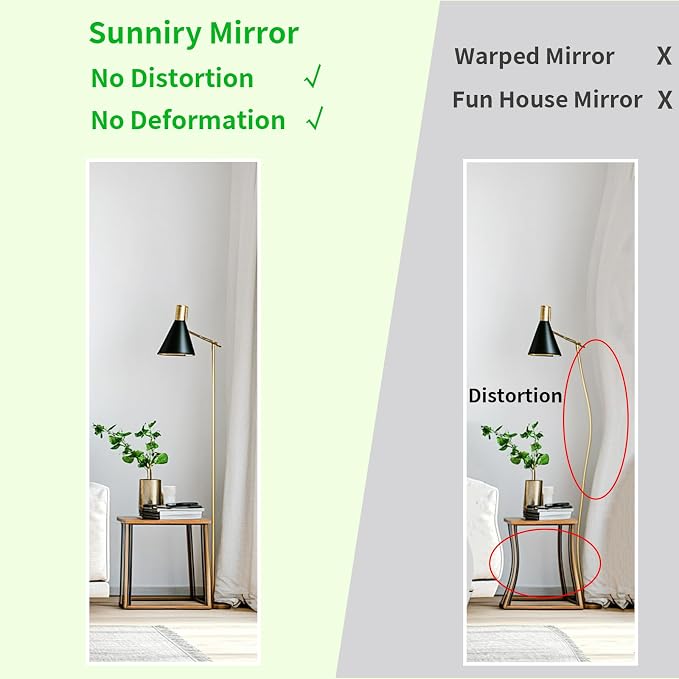 48x16 inch White Full Length Mirror, Floor Mirror with Stand | Matte White Metal Frame, No Distortion, High Definition, White Body Mirror for Bedroom, Living Room, Entryway, Bathroom