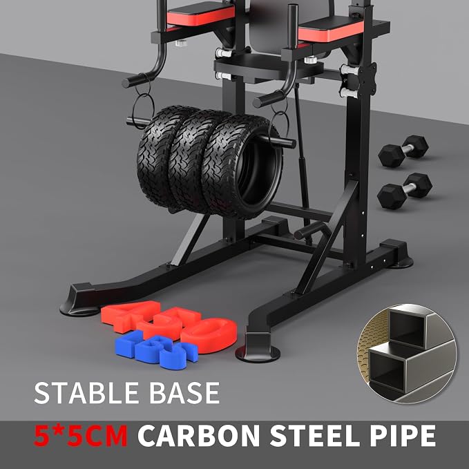 KINGKANG Assistive Power Tower,Dip Station & Pull Up Bar for Home Gym | Load 450 lbs|Suitable All Fitness Enthusiasts|9 Height Settings|Newly Upgraded