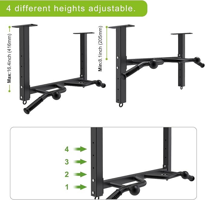 Kipika 32" Ceiling Mounted Pull Up Bar - Heavy Duty, Highly Adjustable, Multifunctional Chin Up Bar - Home Gym System with Punching Bag Hanger and Resistance Bands Training