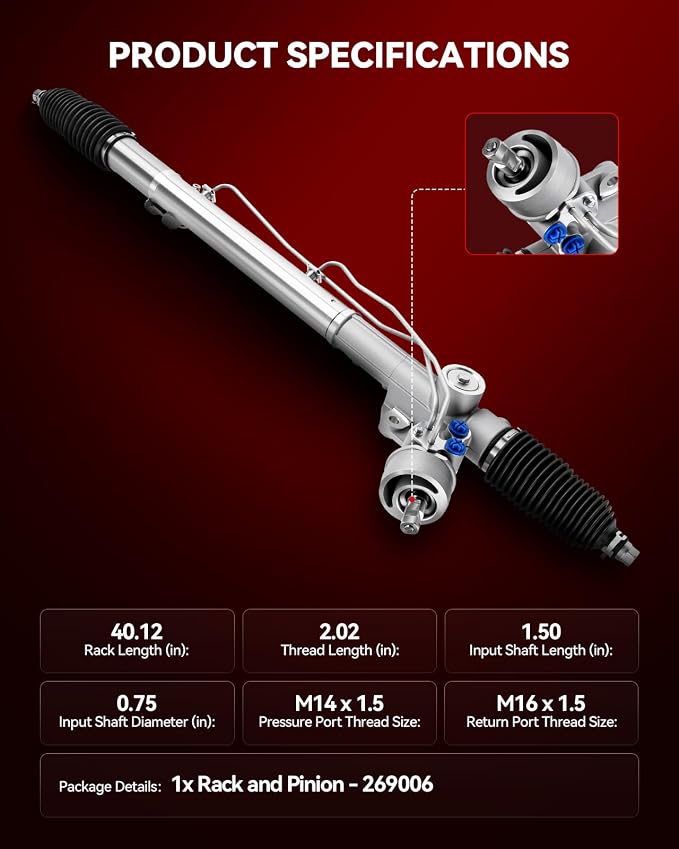 Torchbeam Power Steering Rack & Pinion Assembly Fit for 1998-2005 Passat, 1996-2001 A4 Quattro/A4, 2000-2002 S4, Hydraulic System Steering, Replaces OEM 26-9006