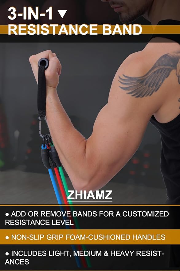 Resistance Bands with Handles, Exercise Bands with Handles, Door Anchor | Physical Therapy & Rehab, Home Workout Pilates Yoga, Non-Slip Handles, Portable Travel, TPE