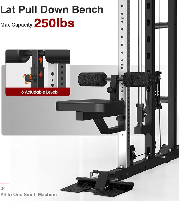 DONOW Smith Machine with Weight Stacks Home Gym System Cable Crossover | Multi Function, All in One, Heavy Duty, Lat Pulldown Bench, Hip Thrust Attachment, Smooth Smith Bar and Cable System