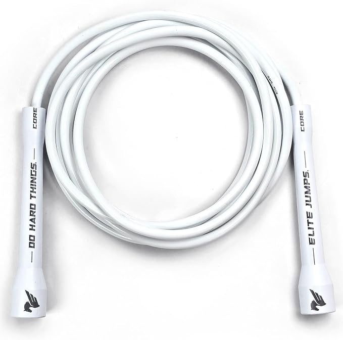 Elite Jumps 6mm PVC Jump Rope, Adjustable Skipping Rope | Non-kinking PVC cord. Unbreakable handles. Smooth rotation. For cardio and boxing.