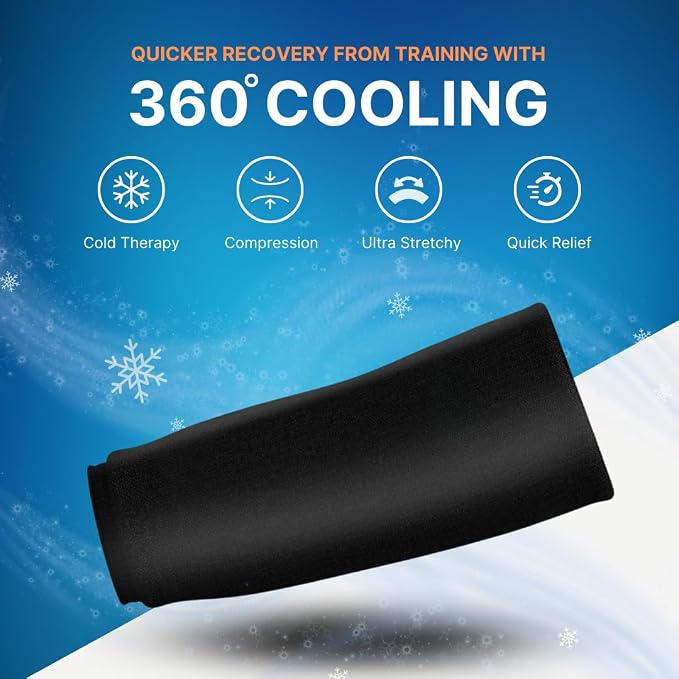 NatraCure Cold Therapy Compression Sleeve for Injuries & Pain Relief - Reusable Ice Sleeve for Arm, Forearm, Elbow, Wrist - Ice Sleeve Pack Wrap for Leg, Shin, Calf, Ankle, Foot - SM