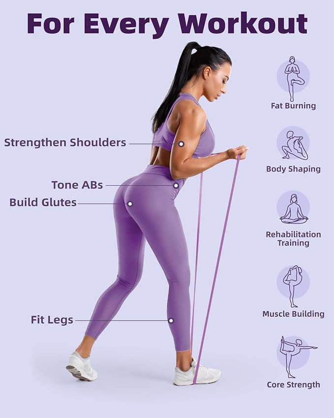 Fitense Resistance Bands Set - Pull Up Bands for Men Women, Exercise Bands Resistance with Door Anchor, Training Poster & Pouch for Body Stretching, Pull Up Assist