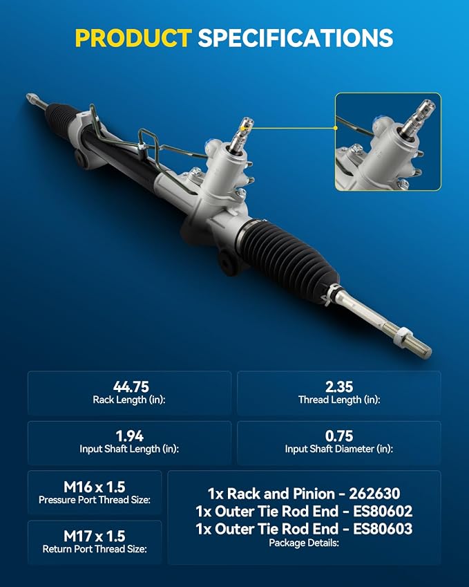 PHILTOP Power Steering Rack and Pinion for 07-11 Camry GAS, 07-12 ES350 | with Outer Tie Rod Ends, No.4425006330, 4425006340, 4420033530, 4550339275, 4550309420, 262630, 4420033480