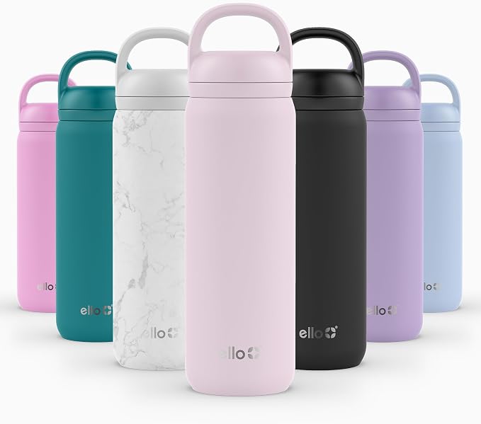 Ello Cooper Twist 22oz Insulated Stainless Steel Chug Water Bottle, Cashmere Pink