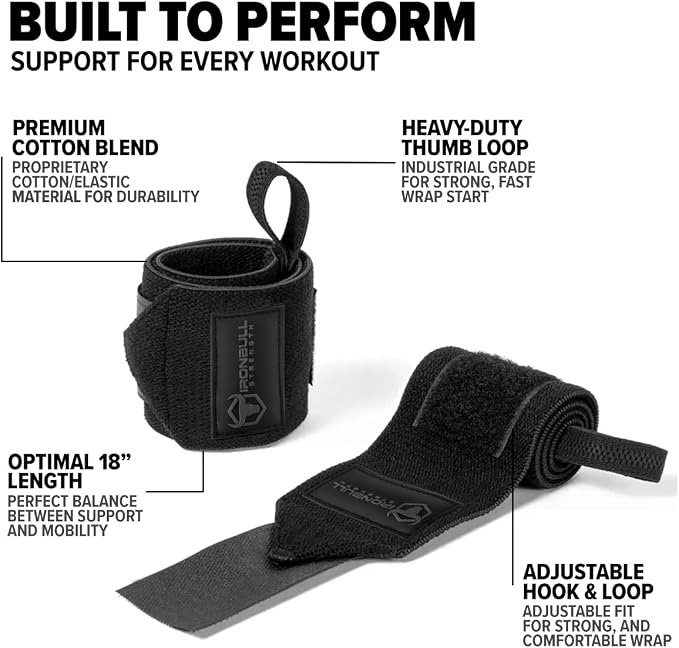 Wrist Wraps for Weightlifting (USPA & IPL Approved) - 18” Premium Quality Wrist Straps for Weightlifting - Weight Lifting Wrist Wraps with Thumb Loop - Best Gym Wrist Wraps for Lifting Weights, Curls & Dips - Lifting Wrist Wraps for Bench, Powerlifting...