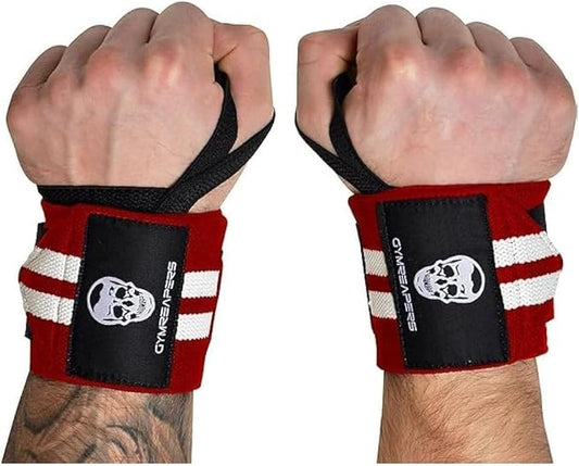 Gymreapers Weightlifting Wrist Wraps (IPF Approved) Professional Quality Wrist Support with Heavy Duty Thumb Loop - Best Wrap for Powerlifting Competition, Strength Training, Bodybuilding