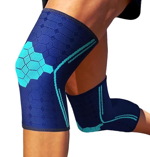 Sparthos Knee Brace for Men, Knee Compression Sleeve for Women - Blue-XXL