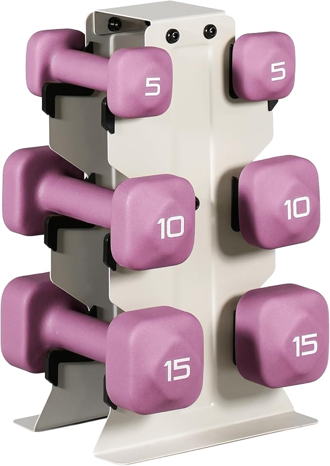 Tone Fitness Neoprene Dumbbell Set with Storage Rack – Non-Slip, Anti-Roll Hand Weights for Home Gym Workouts | 20 lb, 32 lb, 50 lb, 60 lb & 100 lb Options