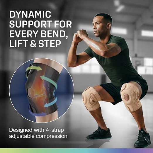 Modvel Knee Brace with Side Stabilizers & Patella Gel Pads for Pain Relief and Joint Support Breathable, Non-Slip Compression Sleeve for Men & Women, Arthritis, Meniscus, ACL Recovery