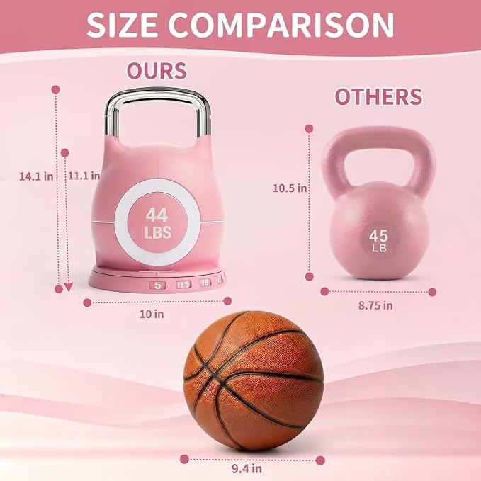 LIFERUN Adjustable Kettlebell Set with 7 Weight Levels, 22.5 lb or 44 lb | Quick-Change Weight Dial & Safety Lock, Space-Saving Design, Full-Body Workout & Cross-Training