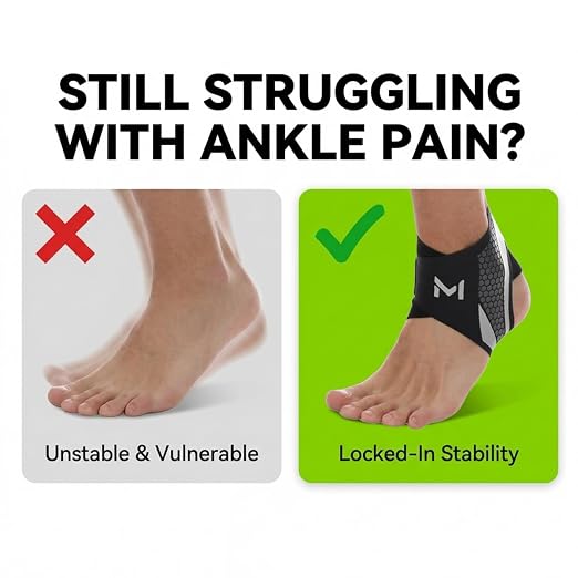 2-Pack Ankle Brace for Men & Women, Adjustable Figure-8 Stabilizer with Straps for Basketball, Volleyball & Running, Compression Sleeve for Sprained Ankle, Plantar Fasciitis & Tendonitis Relief